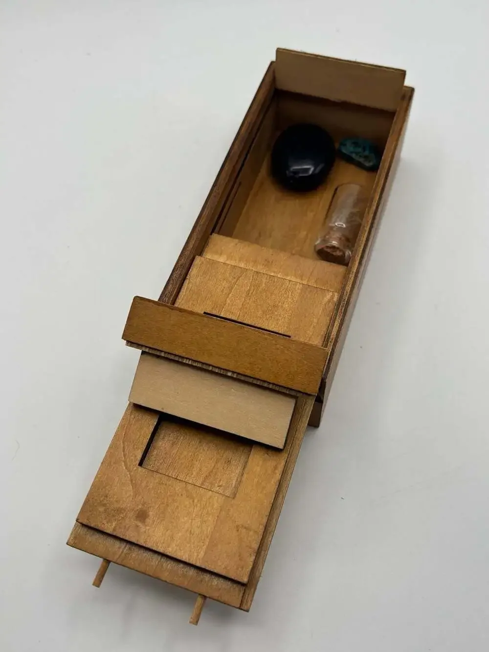 Wooden Puzzle Gift Box with Hidden Compartments, Secret Drawer, some small items